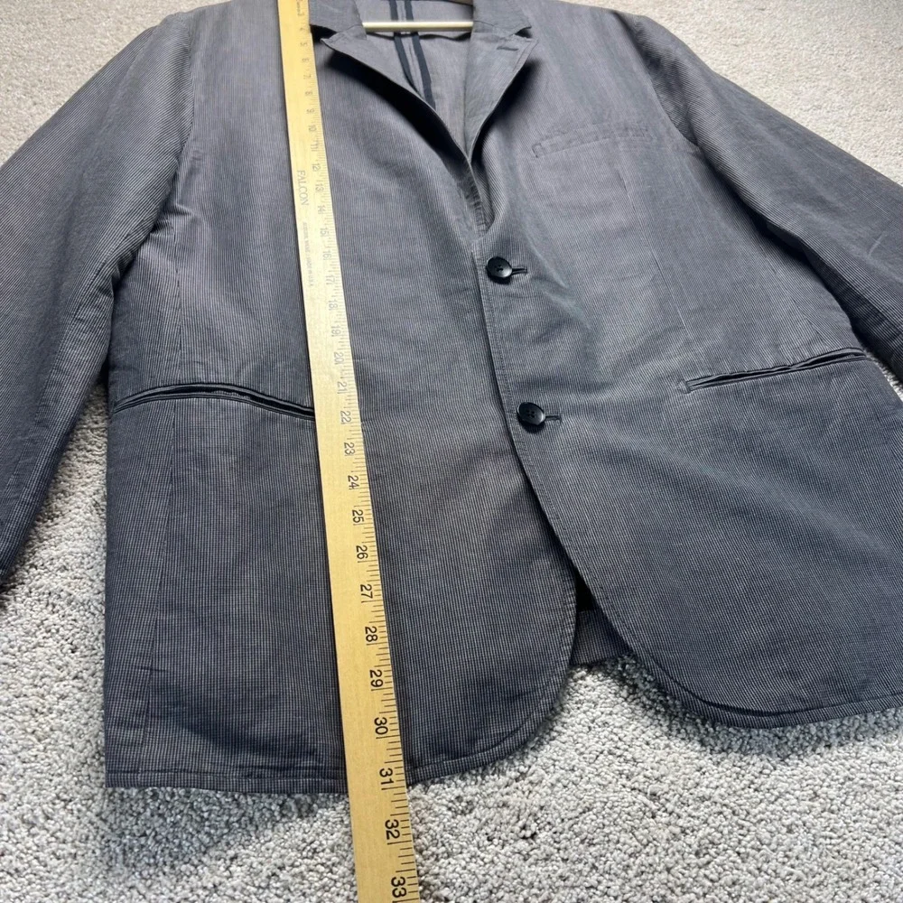 Theory Men's Gray Pinstripe Blazer Jacket Size 44‎ Unstructured Casual Ramie